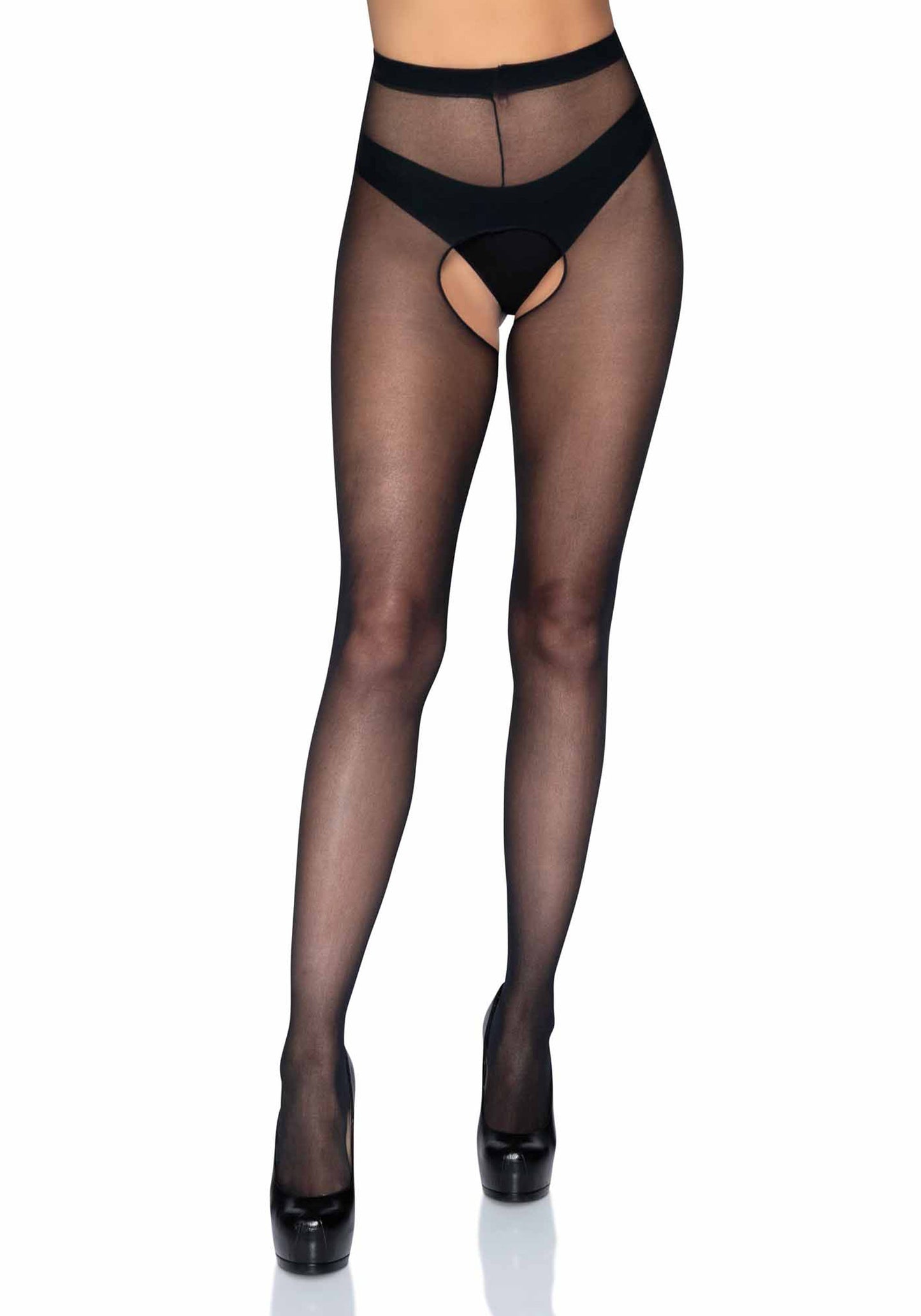 Lacy Bliss™ Plus Sheer Crotchless Pantyhose Leg Avenue Hosiery