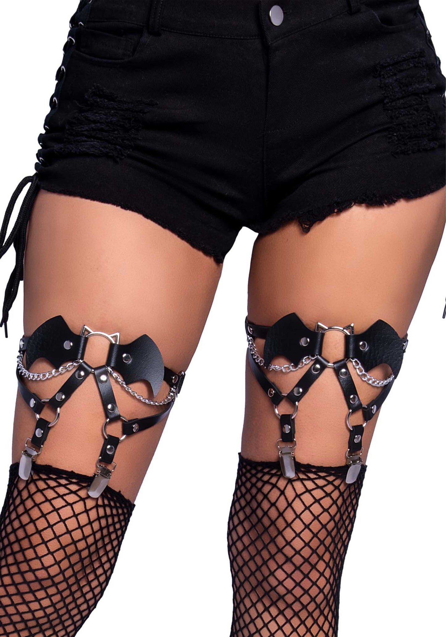 Lacy Bliss™ Bat O-Ring Studded Thigh High Garter Leg Avenue Hosiery