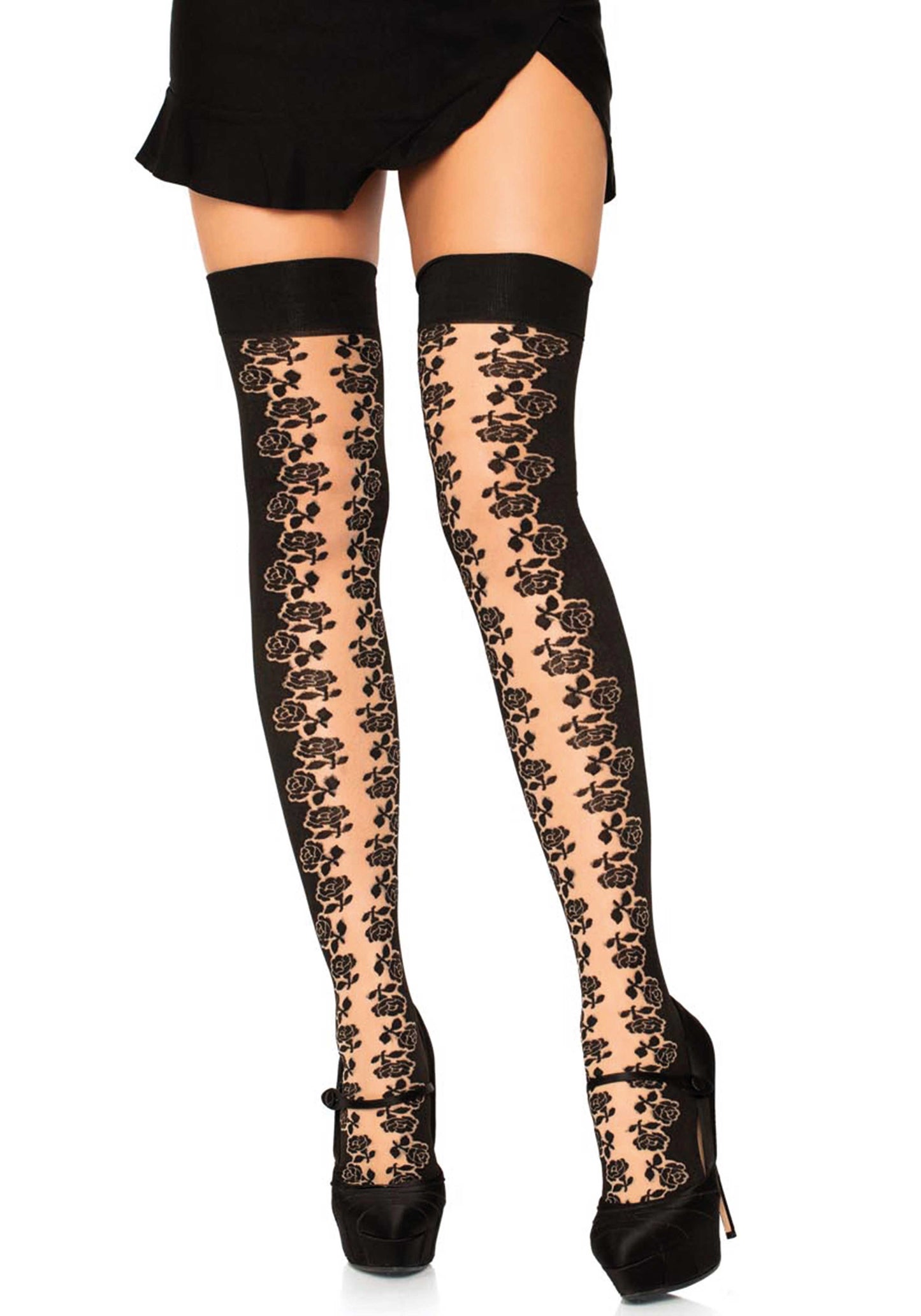 Lacy Bliss™ Rosette Panel Thigh Highs Leg Avenue Hosiery
