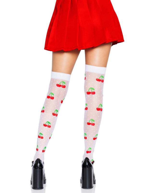 Lacy Bliss™ Polka Dot Cherry Elastane Thigh Highs Leg Avenue Hosiery
