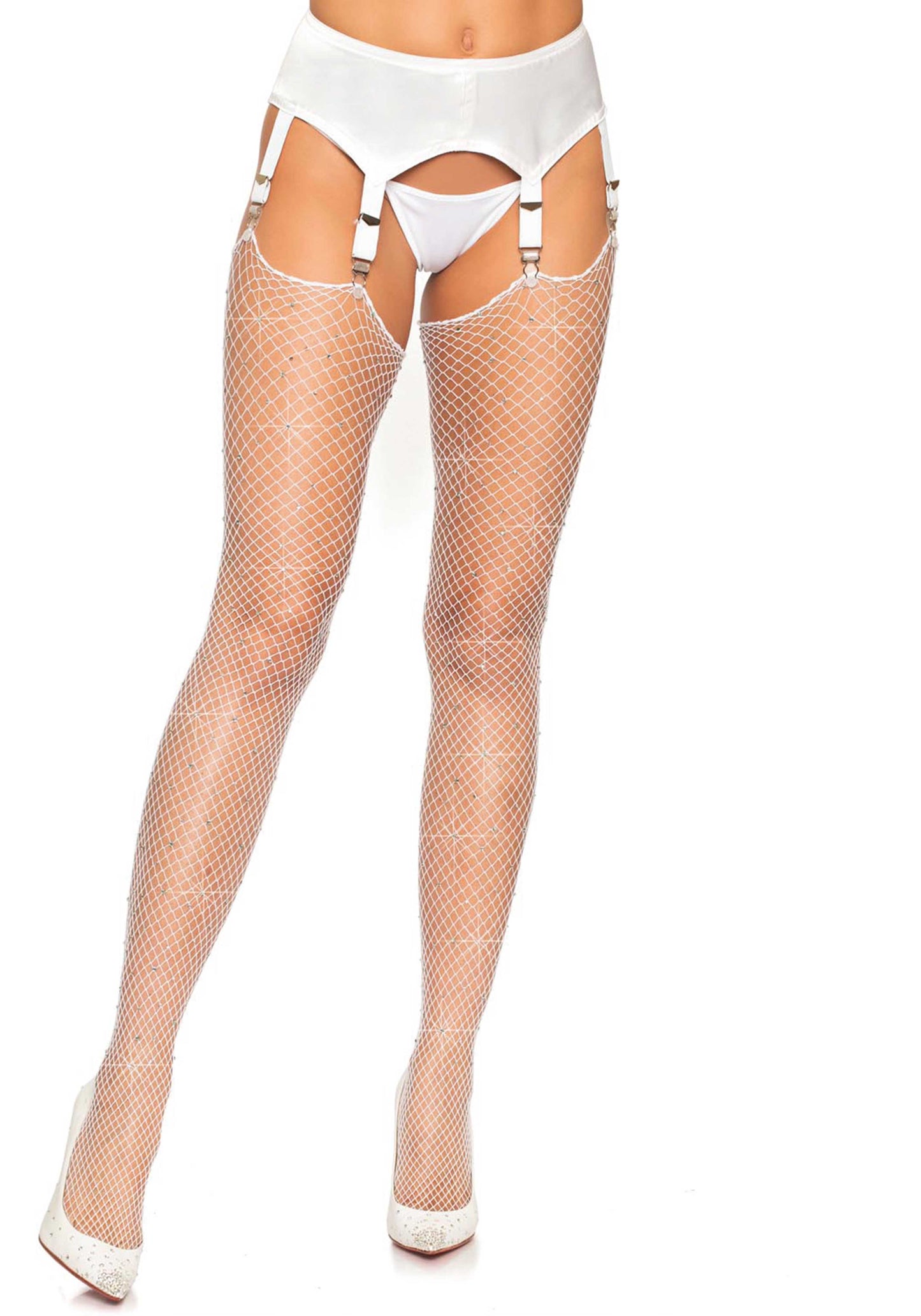 Lacy Bliss™ Rhinestone Fishnet Stockings Leg Avenue Hosiery
