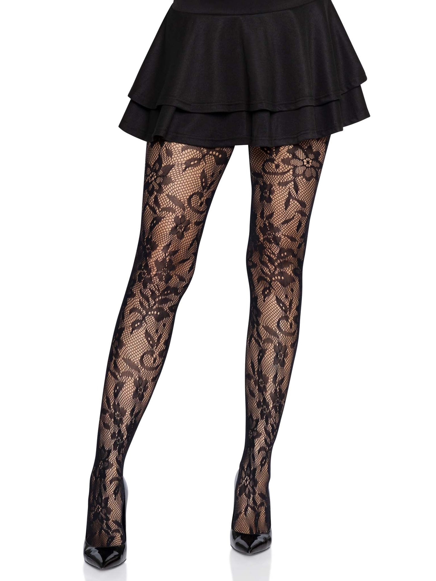 Lacy Bliss™ Seamless Floral Lace Pantyhose Leg Avenue Hosiery