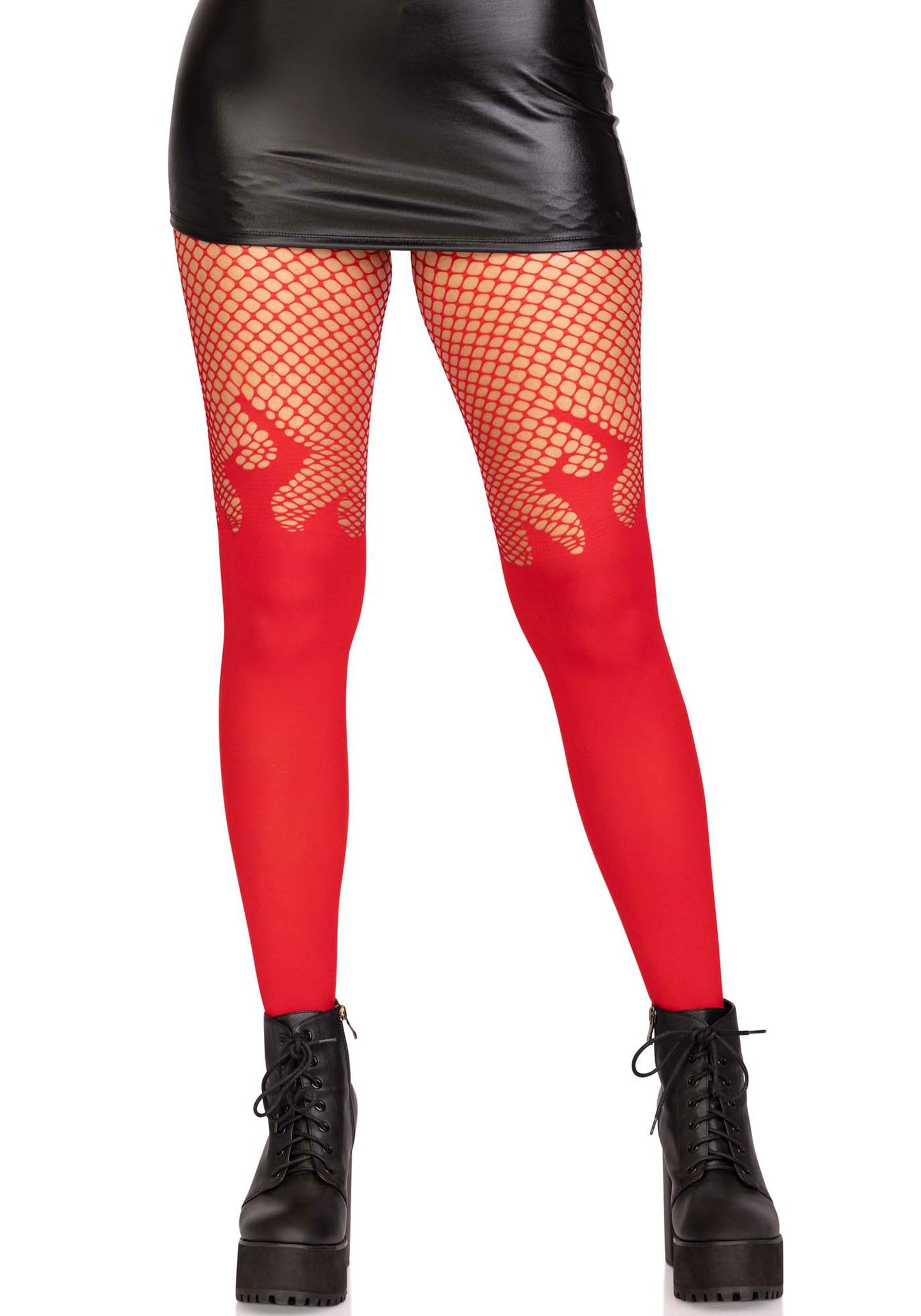 Lacy Bliss™ Flame Pantyhose with Fishnet Top Leg Avenue Hosiery