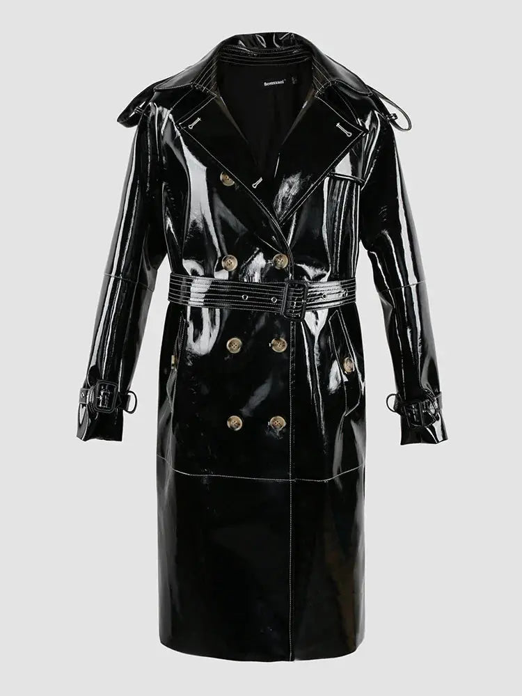 Autumn Leather Trench Coat Lacy