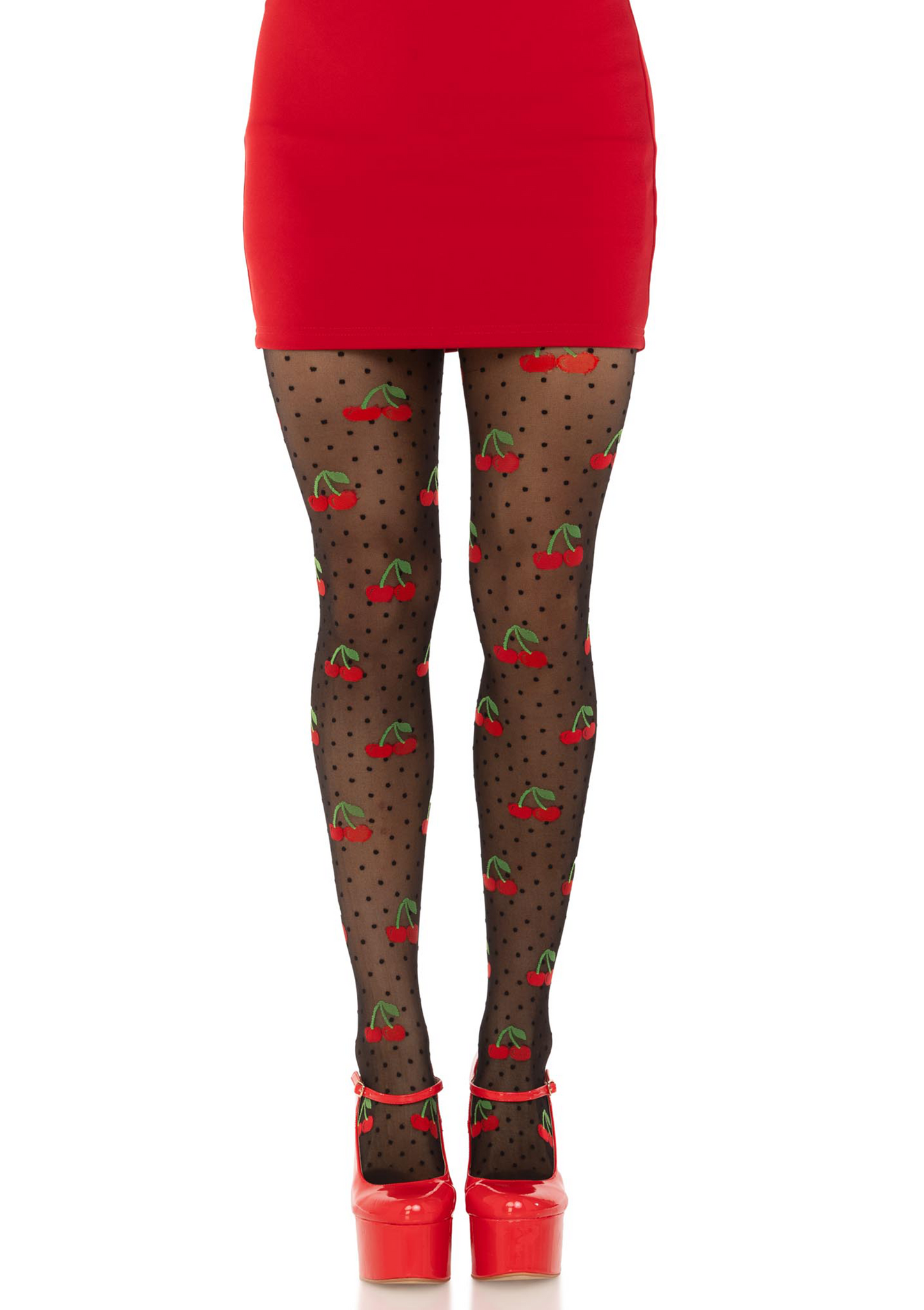 Lacy Bliss™ Elastane Polkadot Cherry Tights Leg Avenue Hosiery
