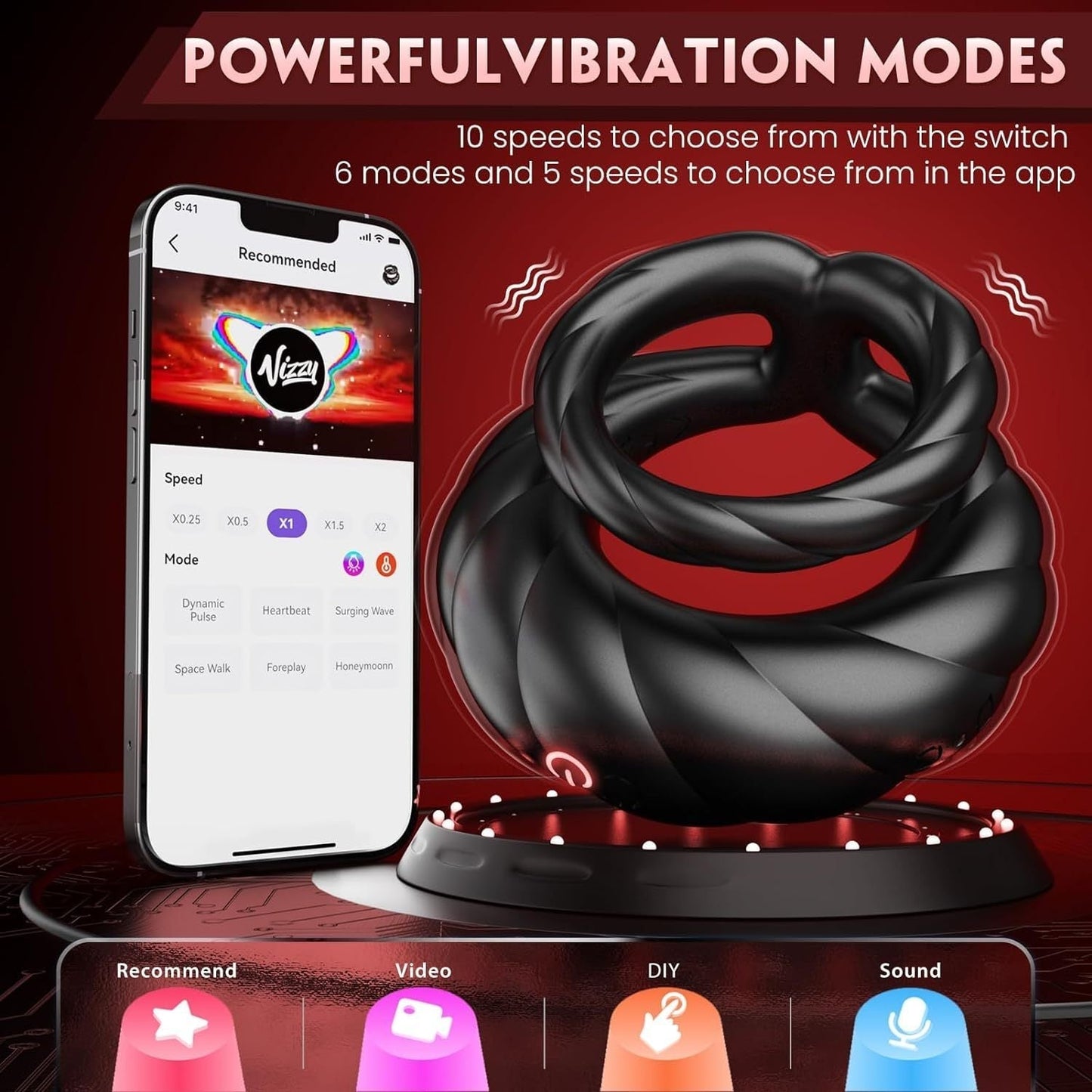 💥2025 New Wishful Ring Cock Ring-5 in 1 Couple Toy Penis Ring Nighty