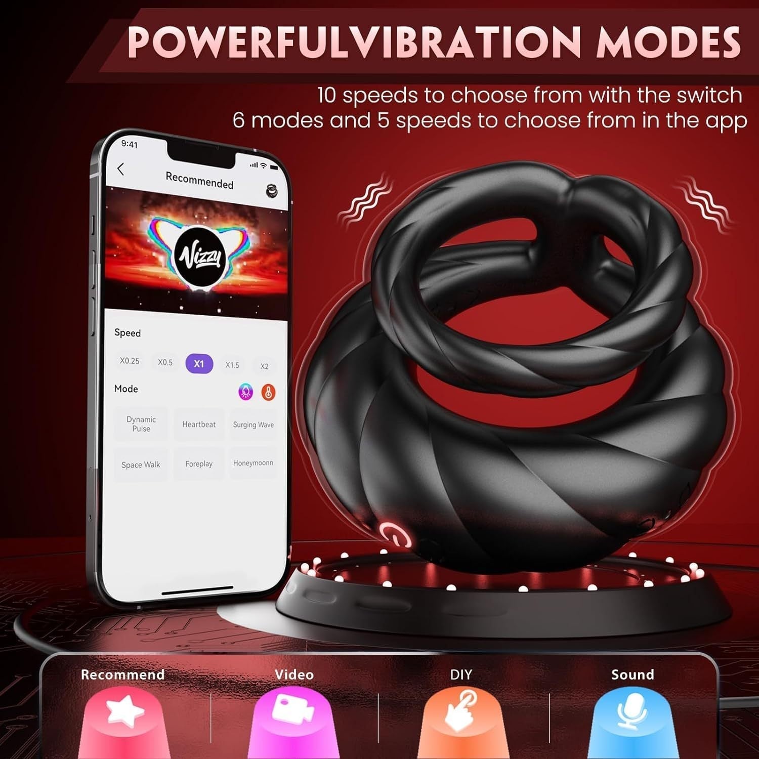 💥2025 New Wishful Ring Cock Ring-5 in 1 Couple Toy Penis Ring Nighty