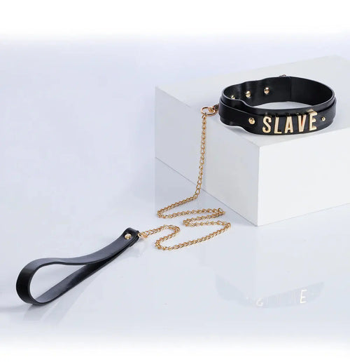 "SLAVE" Collar with Chain Lacy
