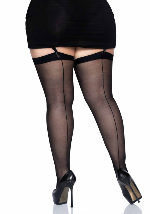 Lacy Bliss™ Plus Sheer Backseam Stockings Leg Avenue Hosiery