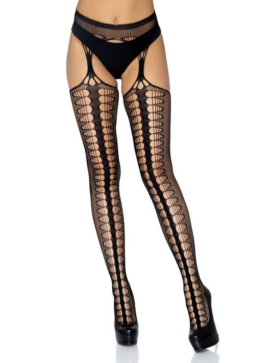 Lacy Bliss™ Scale Net Suspender Hose Leg Avenue Hosiery