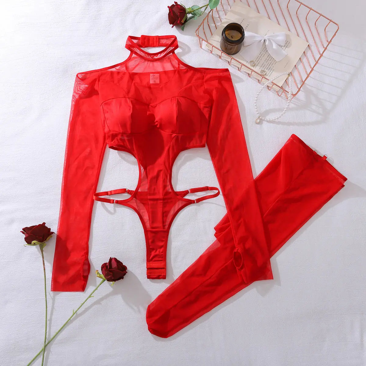 Naomi Desire Bodysuit | Sheer Mesh One-piece Lingerie Lacy Bliss