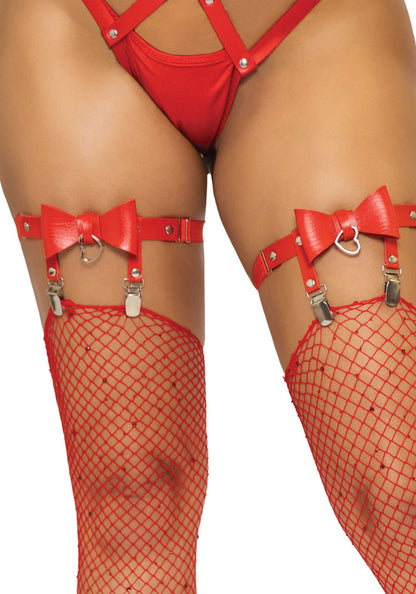 Lacy Bliss™ Vegan Leather Garter with Heart Ring Accent Leg Avenue Hosiery