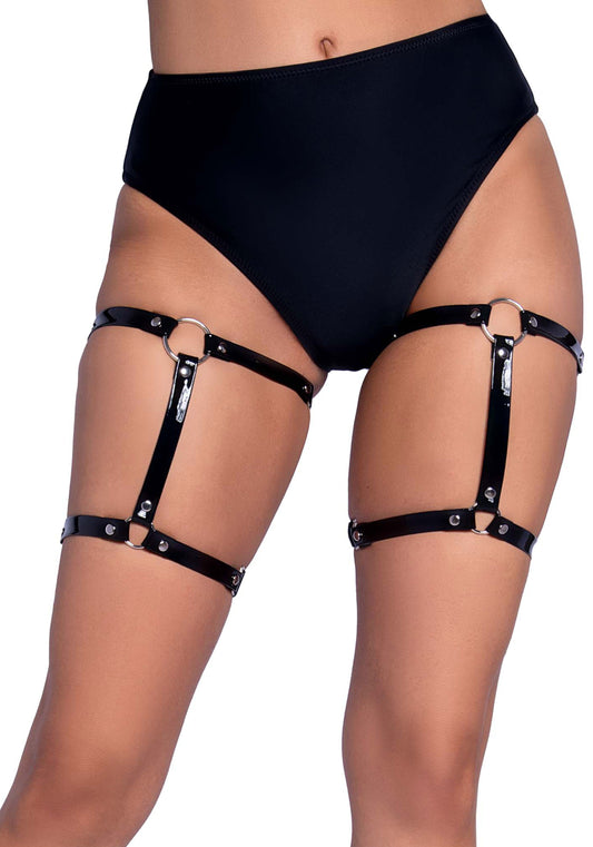 Lacy Bliss™ Dual Strap Studded Thigh High Garters Leg Avenue Hosiery