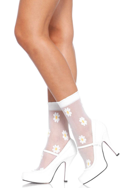Lacy Bliss™ Sheer Woven Daisy Anklets Leg Avenue Hosiery