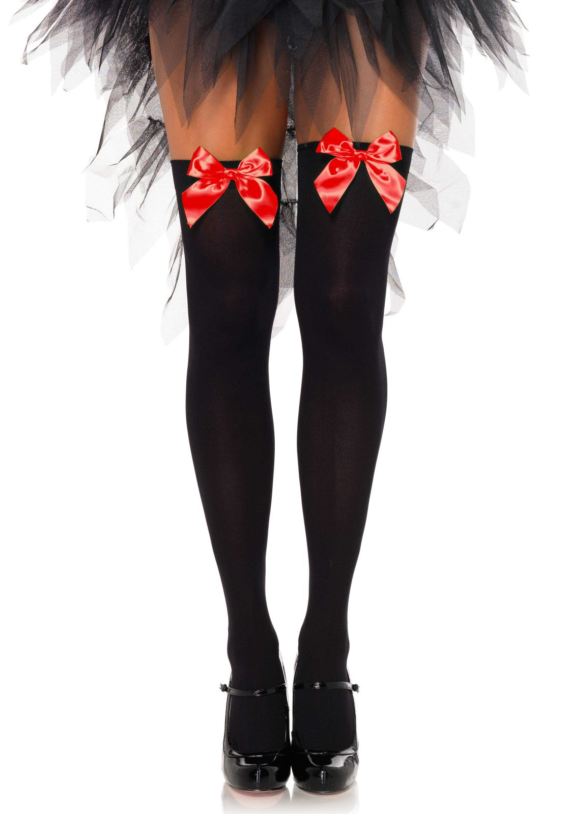 Lacy Bliss™ Nylon Thigh Highs with Bow Leg Avenue Hosiery
