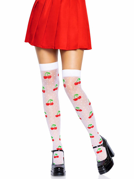 Lacy Bliss™ Polka Dot Cherry Elastane Thigh Highs Leg Avenue Hosiery