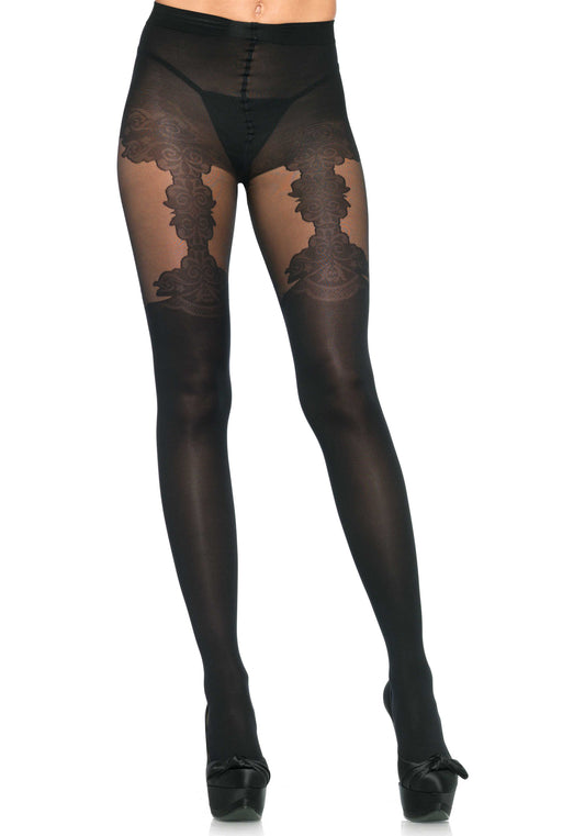 Lacy Bliss™ Floral Garterdetail Pantyhose Leg Avenue Hosiery