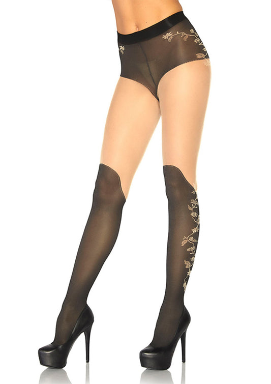 Lacy Bliss™ Pantyhose with Over Knee Booth Leg Avenue Hosiery