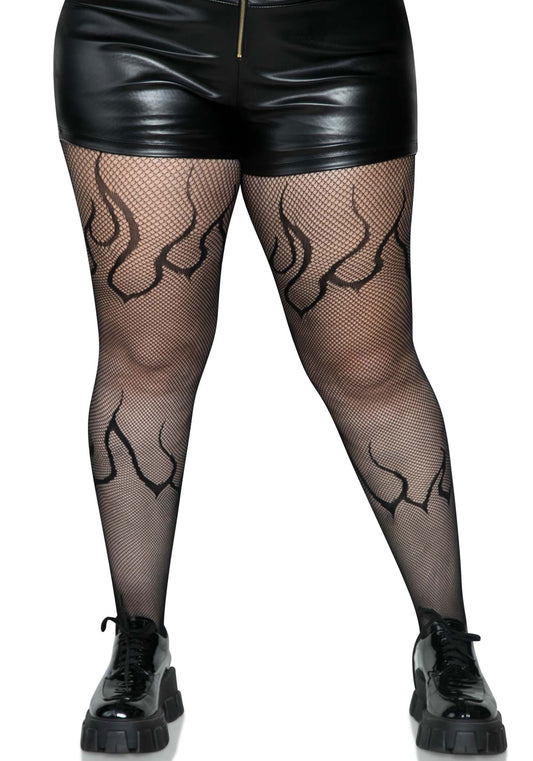 Lacy Bliss™ Plus Flame Net Pantyhose Leg Avenue Hosiery