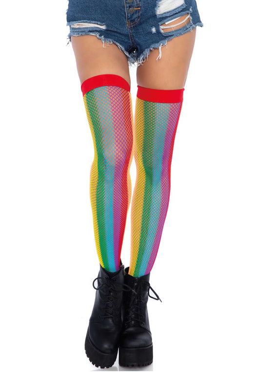 Lacy Bliss™ Rainbow Fishnet Thigh Highs Leg Avenue Hosiery