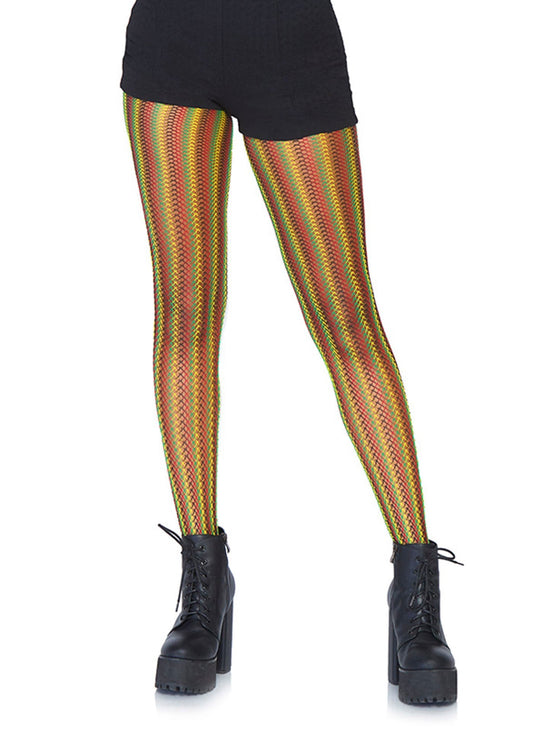 Lacy Bliss™ Rasta Striped Fishnet Pantyhose Leg Avenue Hosiery