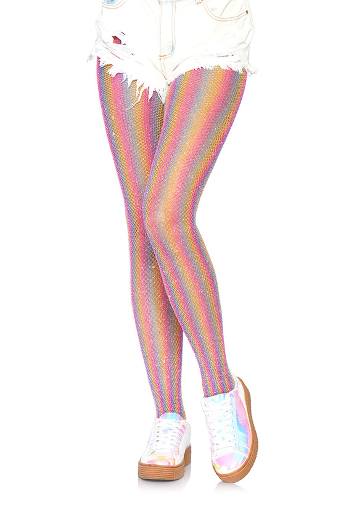 Lacy Bliss™ Lurex Rainbow Fishnet Pantyhose Leg Avenue Hosiery