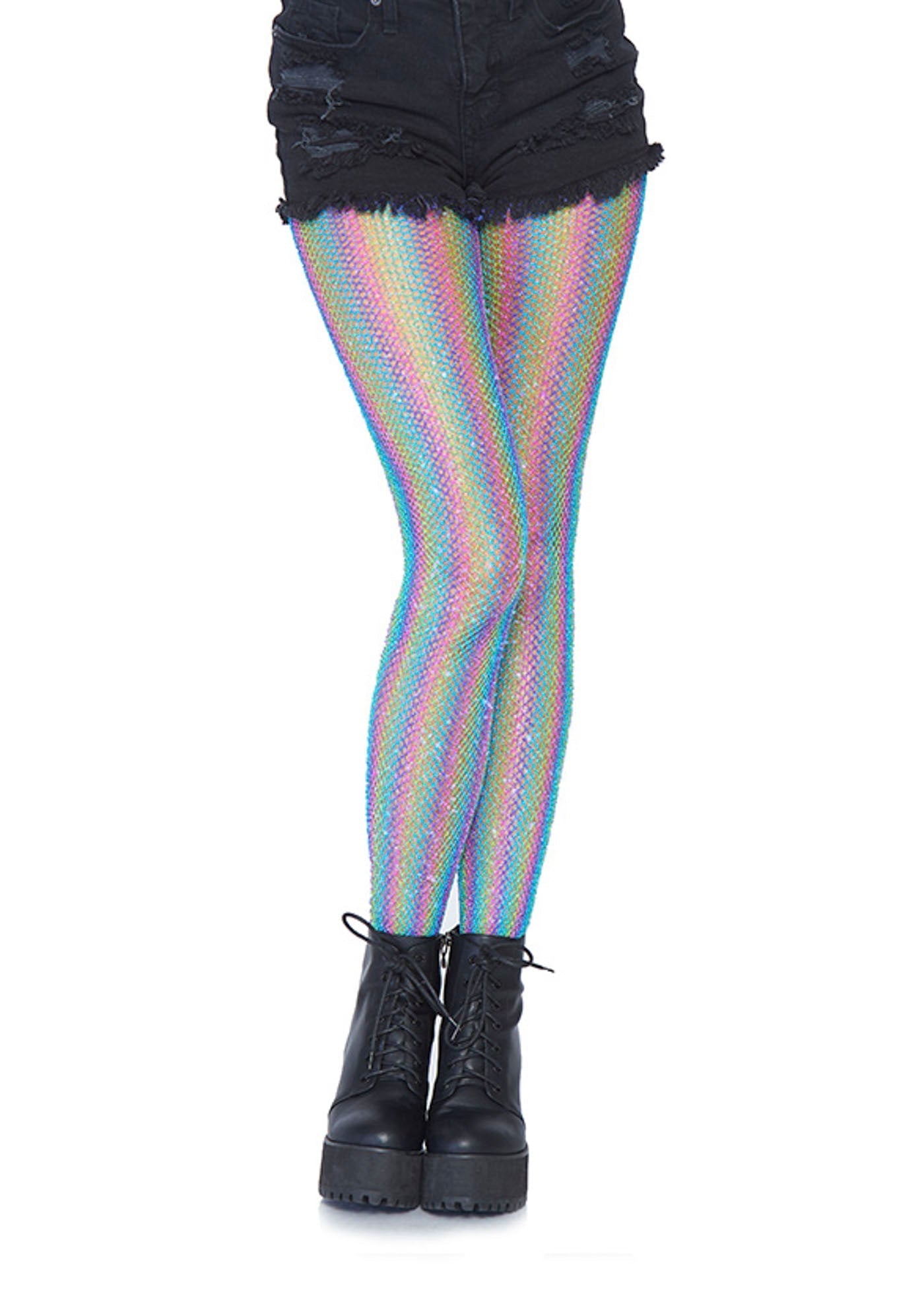 Lacy Bliss™ Lurex Rainbow Fishnet Pantyhose Leg Avenue Hosiery