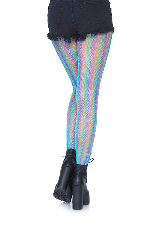 Lacy Bliss™ Lurex Rainbow Fishnet Pantyhose Leg Avenue Hosiery