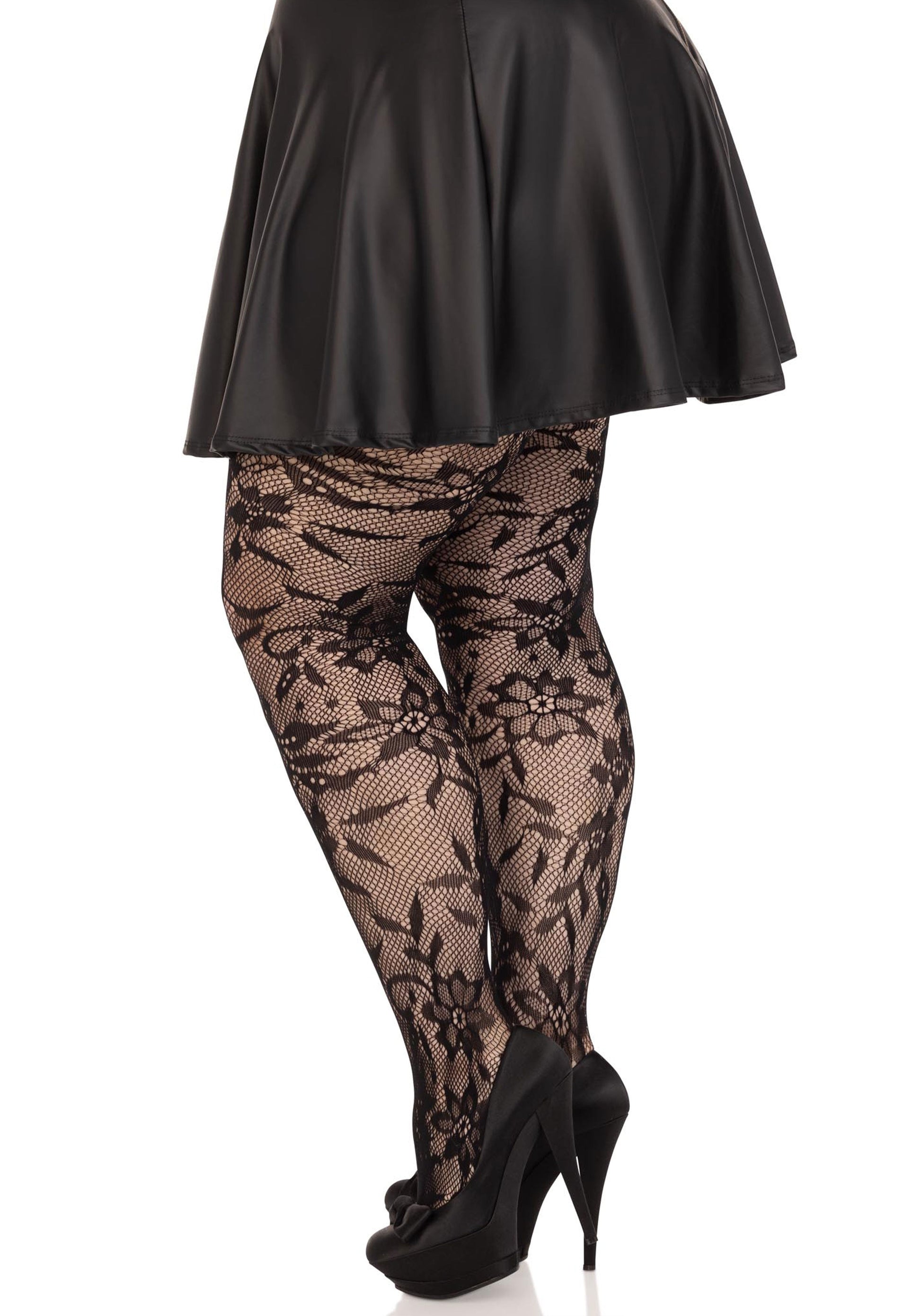 Lacy Bliss™ Plus Seamless Floral Lace Pantyhose Leg Avenue Hosiery