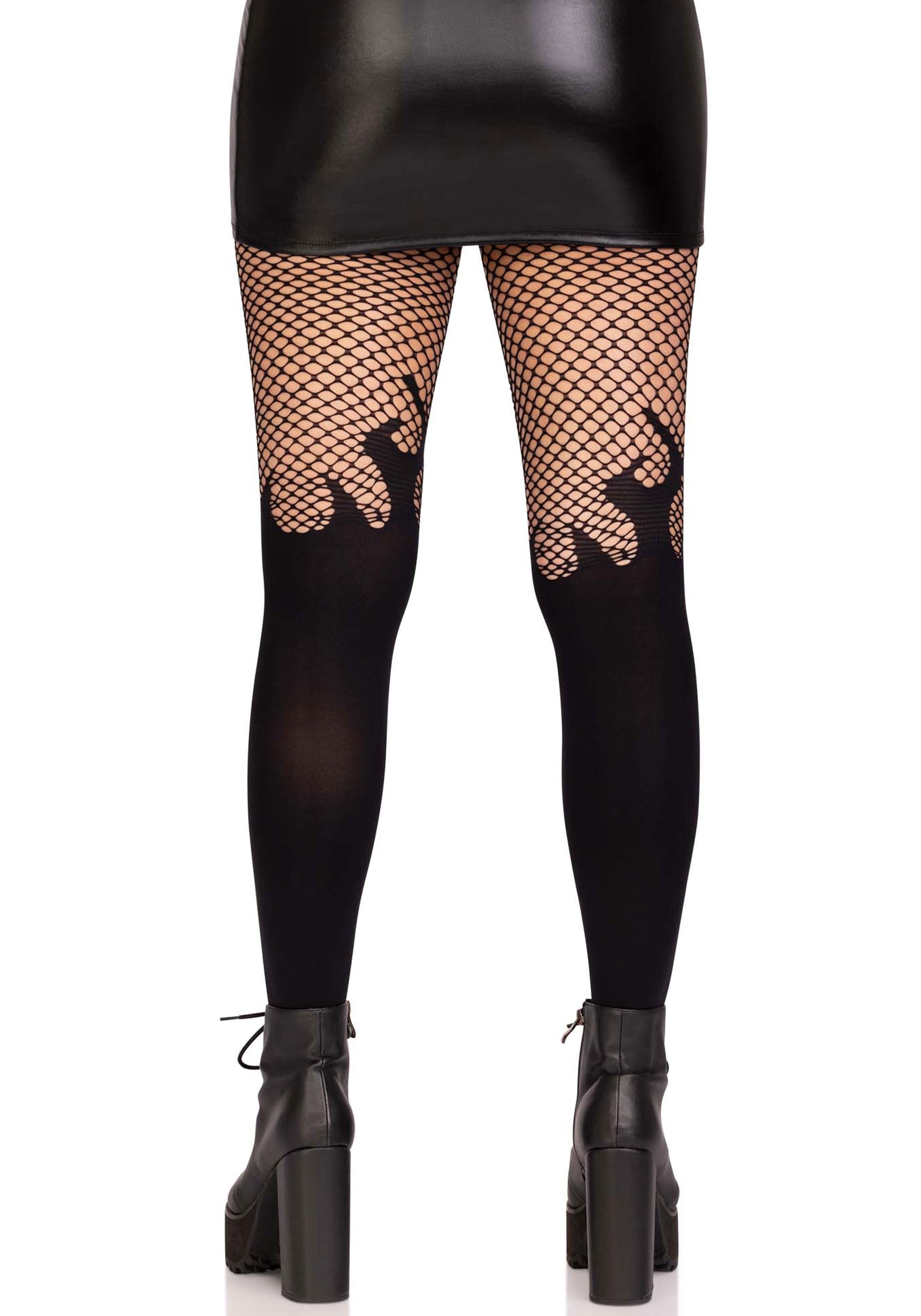 Lacy Bliss™ Flame Pantyhose with Fishnet Top Leg Avenue Hosiery