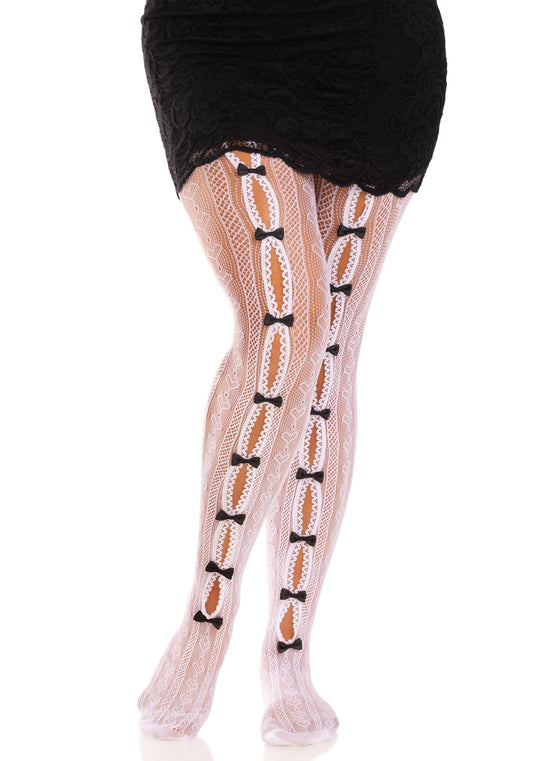 Lacy Bliss™ Sweetheart Striped Net Pantyhose Leg Avenue Hosiery