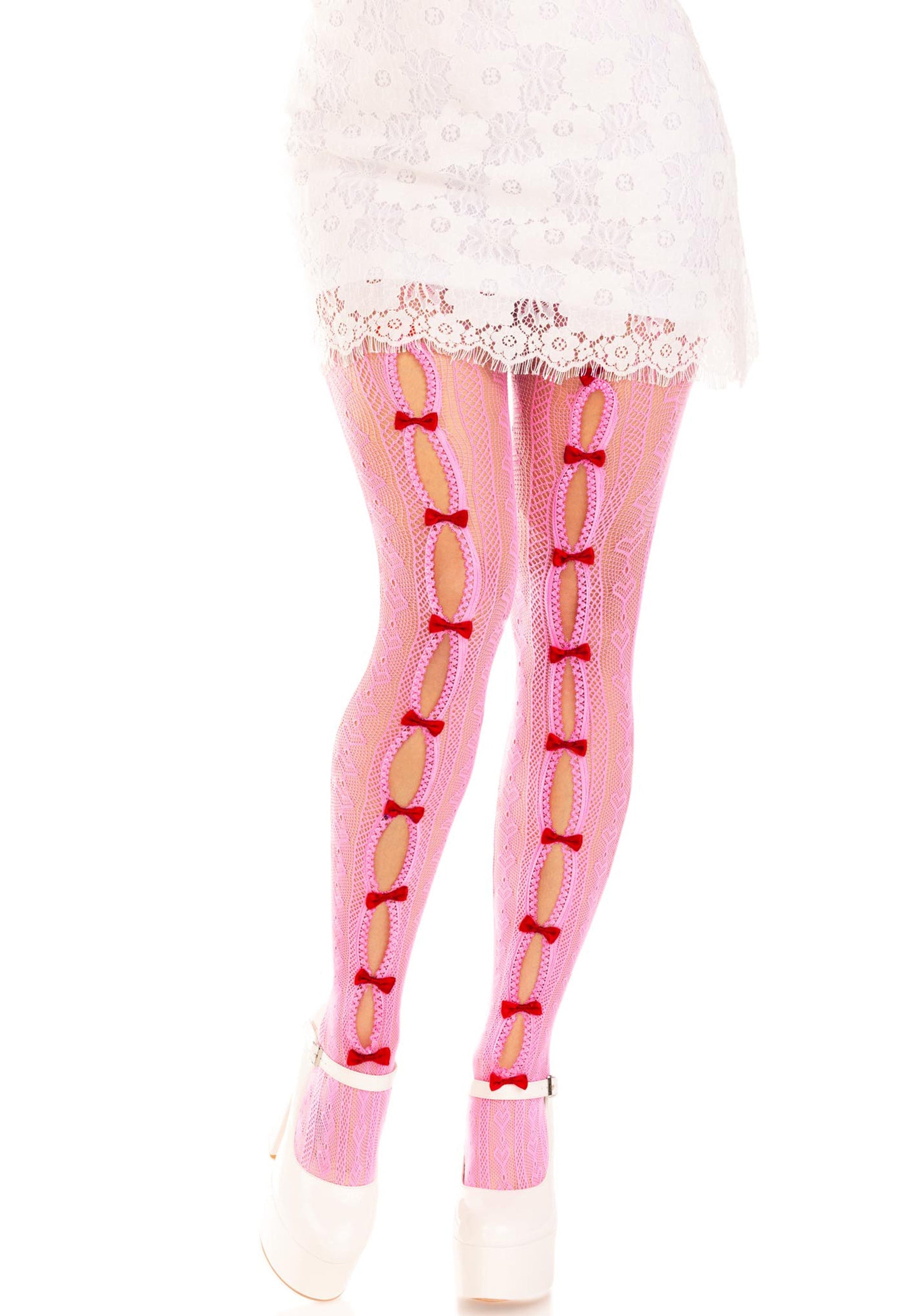 Lacy Bliss™ Sweetheart Striped Net Pantyhose Leg Avenue Hosiery