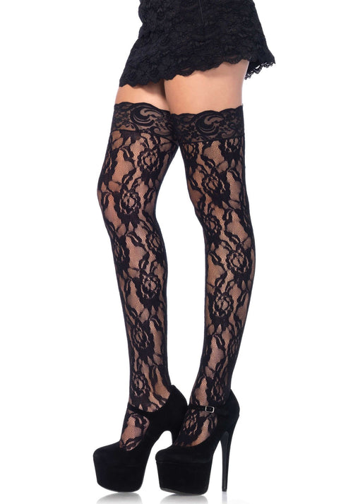 Lacy Bliss™ Rose Lace Stockings Leg Avenue Hosiery