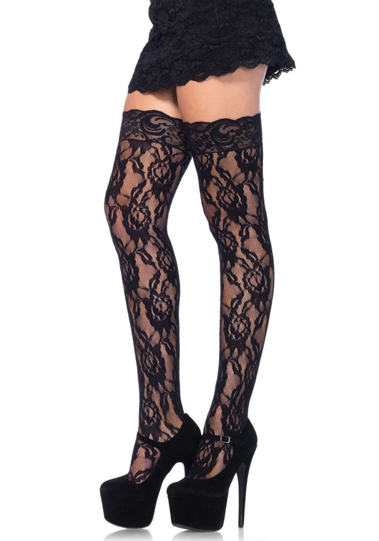 Lacy Bliss™ Rose Lace Stockings Leg Avenue Hosiery