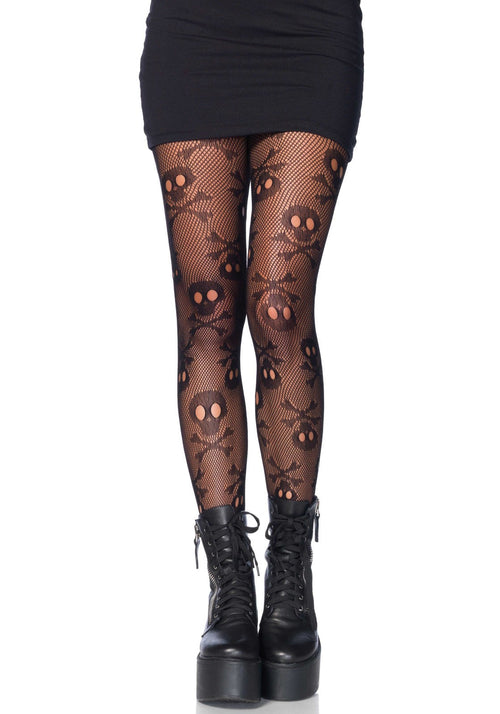 Lacy Bliss™ Pirate Skull Net Pantyhose Leg Avenue Hosiery