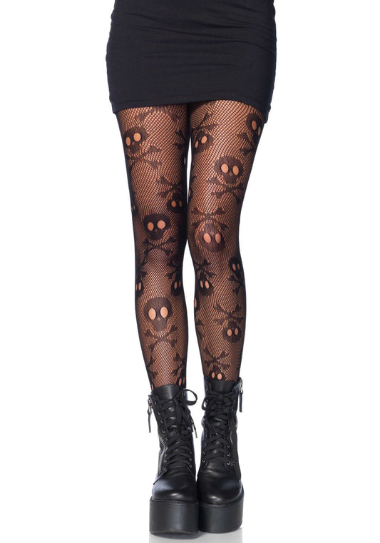 Lacy Bliss™ Pirate Skull Net Pantyhose Leg Avenue Hosiery