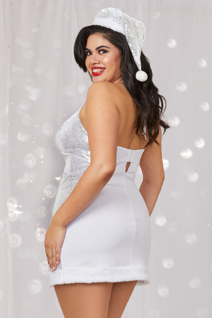 Plus Size Silver Sequin Christmas Elf Chemise