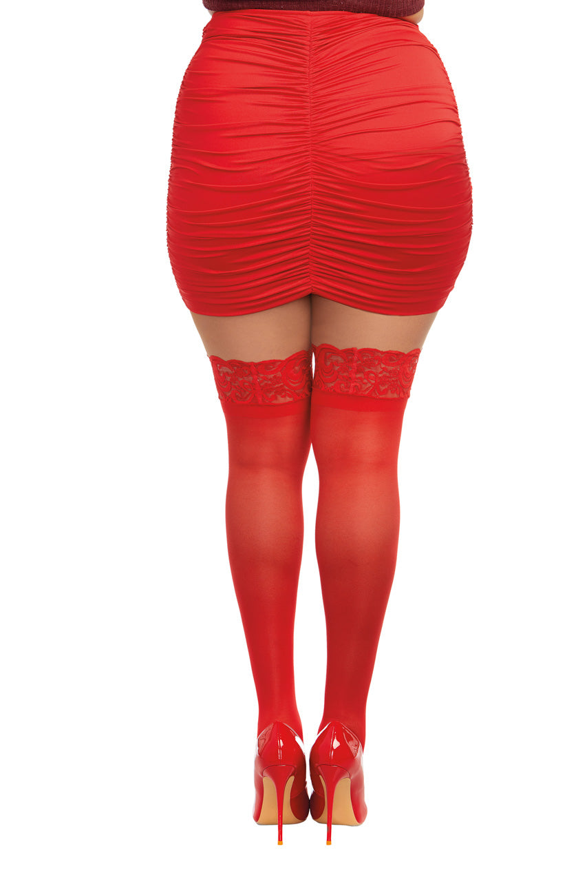 Plus Size Basic Lace Top Stockings