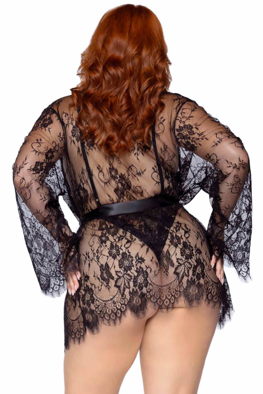 Plus Size Lace Teddy and Robe Set