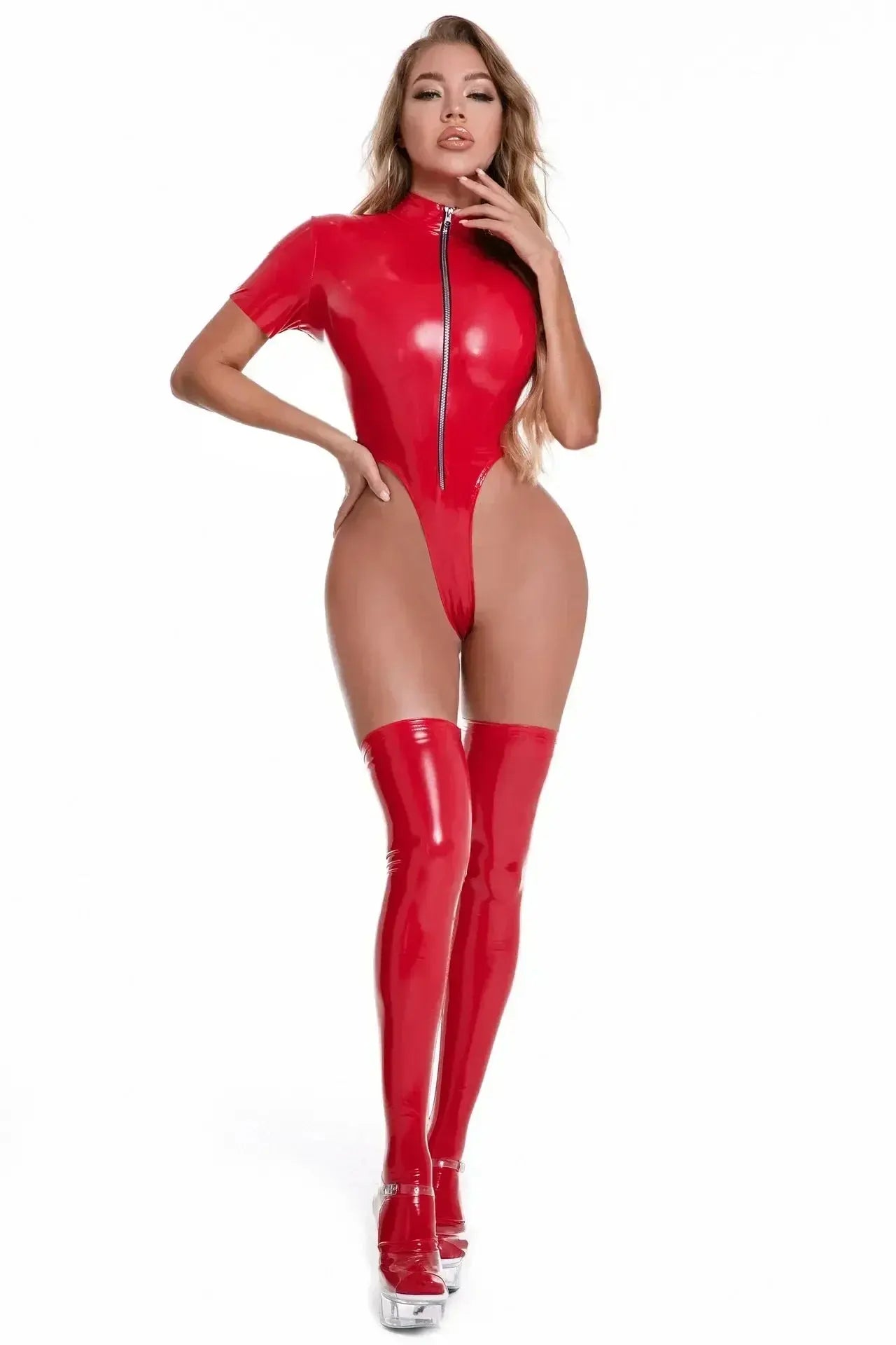 LATEX ZIPPER BODYSUIT Lacy0301