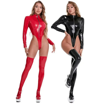 LATEX ZIPPER BODYSUIT Lacy0301