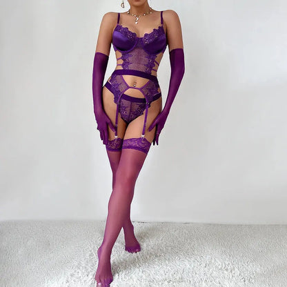 LaycyNighty™ Barbara's Purple Set Lacy Bliss0312 Lingerie Set