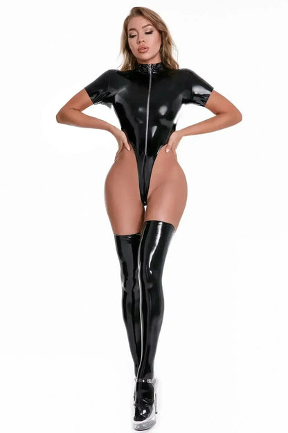 LATEX ZIPPER BODYSUIT Lacy0301