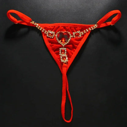 Red Crystal Heart Thong Lacy Bliss