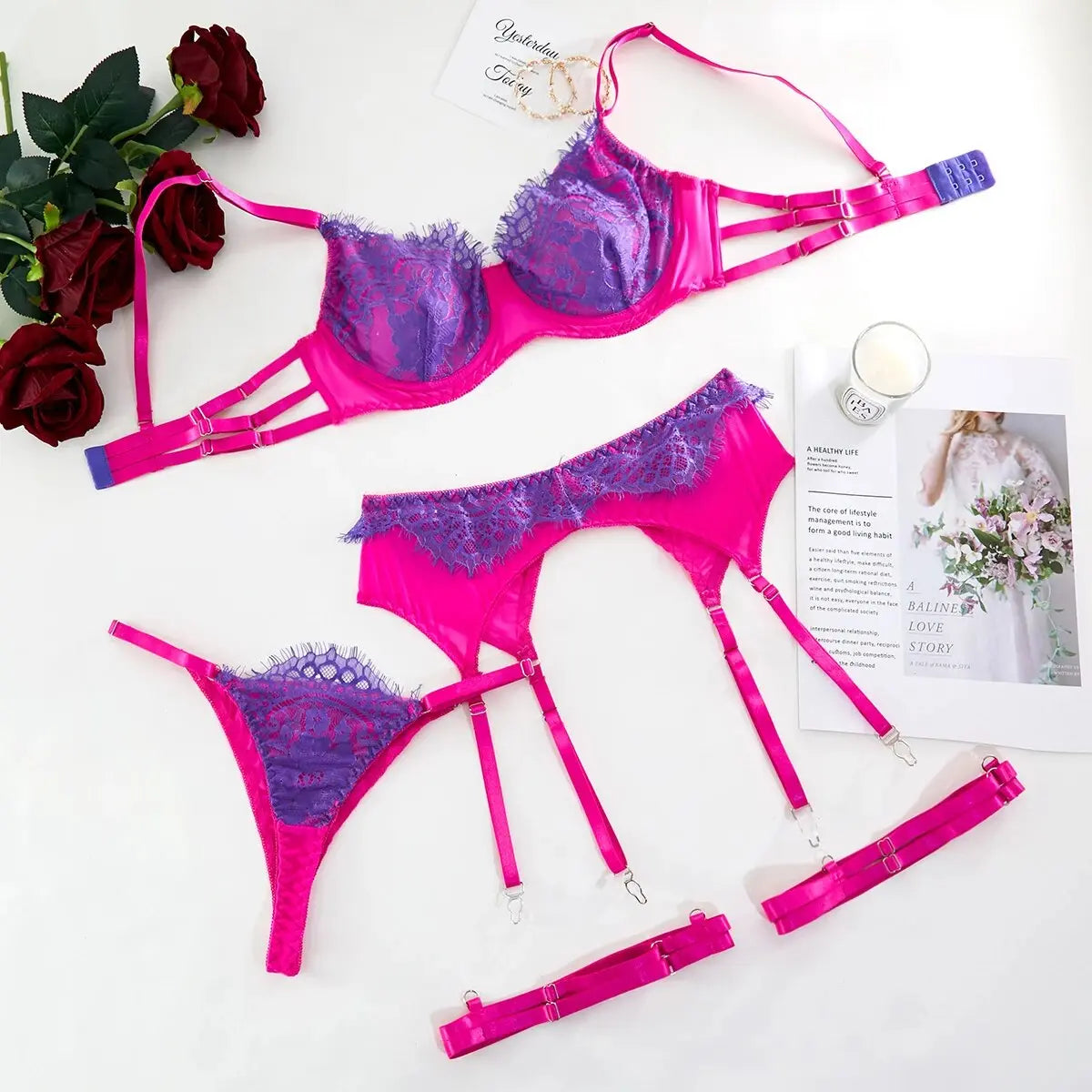 LaycyNighty™ Pamela's Neon Lace Set Lacy Bliss0312 Lingerie Set