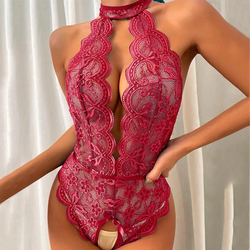 Lacy Bliss™ Seductive Lace Crotchless Lingerie LQYCSX Official Store Lace Teddy