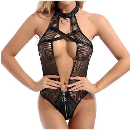 Lacy Bliss Latex Leather Mesh Lingerie Set Lacy Bliss Latex