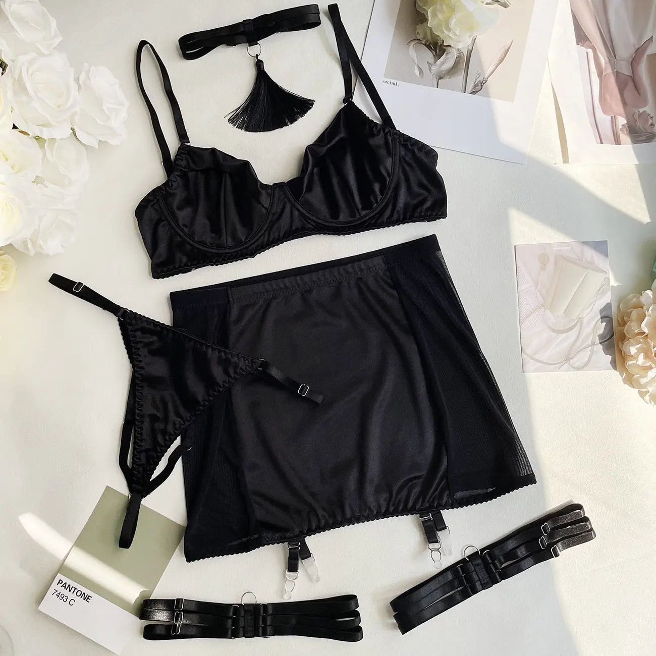 LaycyNighty™ Bella's Satin Set Lacy Bliss0312 Lingerie Set