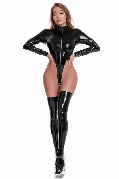 LATEX ZIPPER BODYSUIT Lacy0301