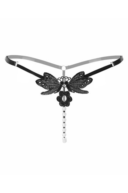 Embroidered Butterfly Pearl Thong